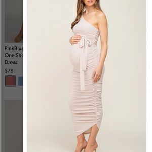 Pinkblush One Shoulder Cream Midi Dress